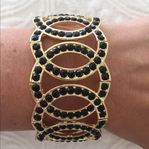 Black and Gold Adjustable Party Cuff Bracelet